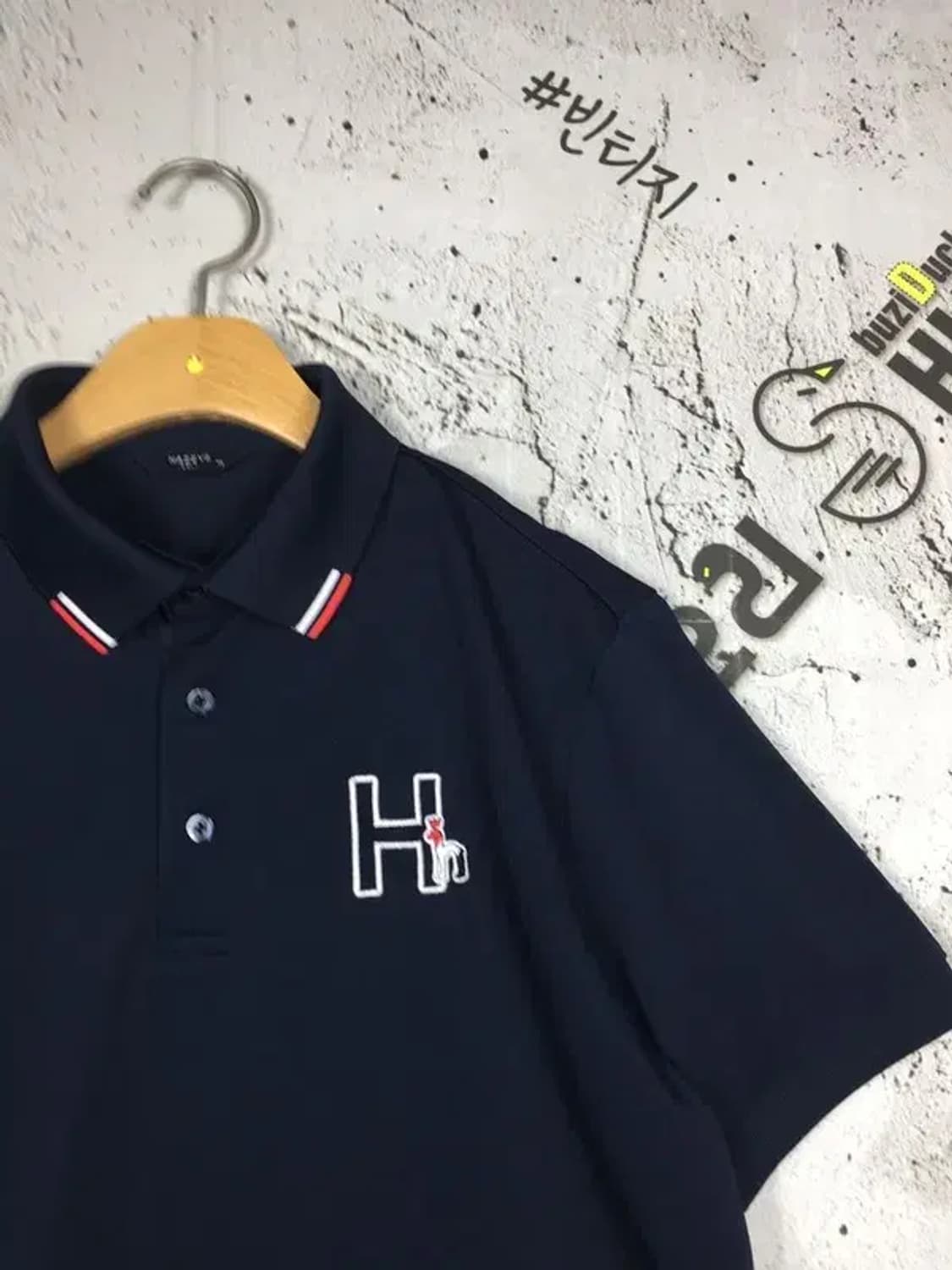 헤지스 골프 자수 로고 반팔 카라티 네이비 95 1000583 상품이미지4