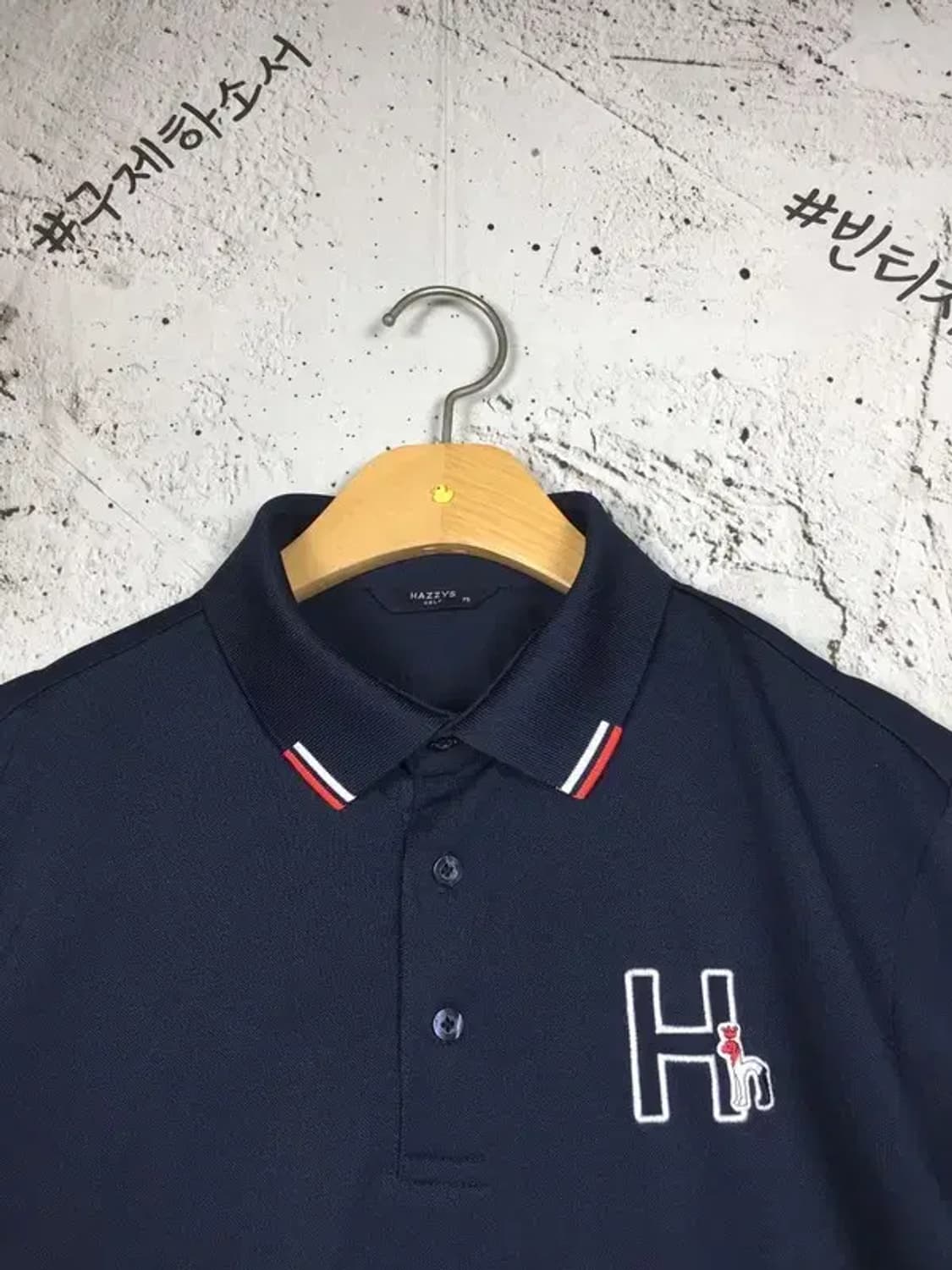 헤지스 골프 자수 로고 반팔 카라티 네이비 95 1000583 상품이미지7