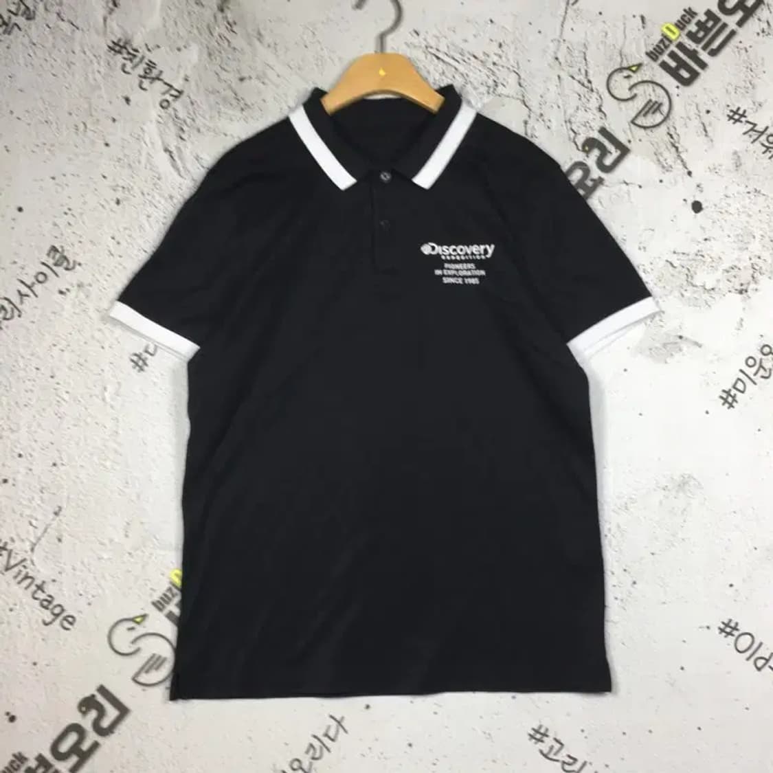 디스커버리 애리배색 폴로 반팔 카라티 블랙 100 1000590 상품이미지1