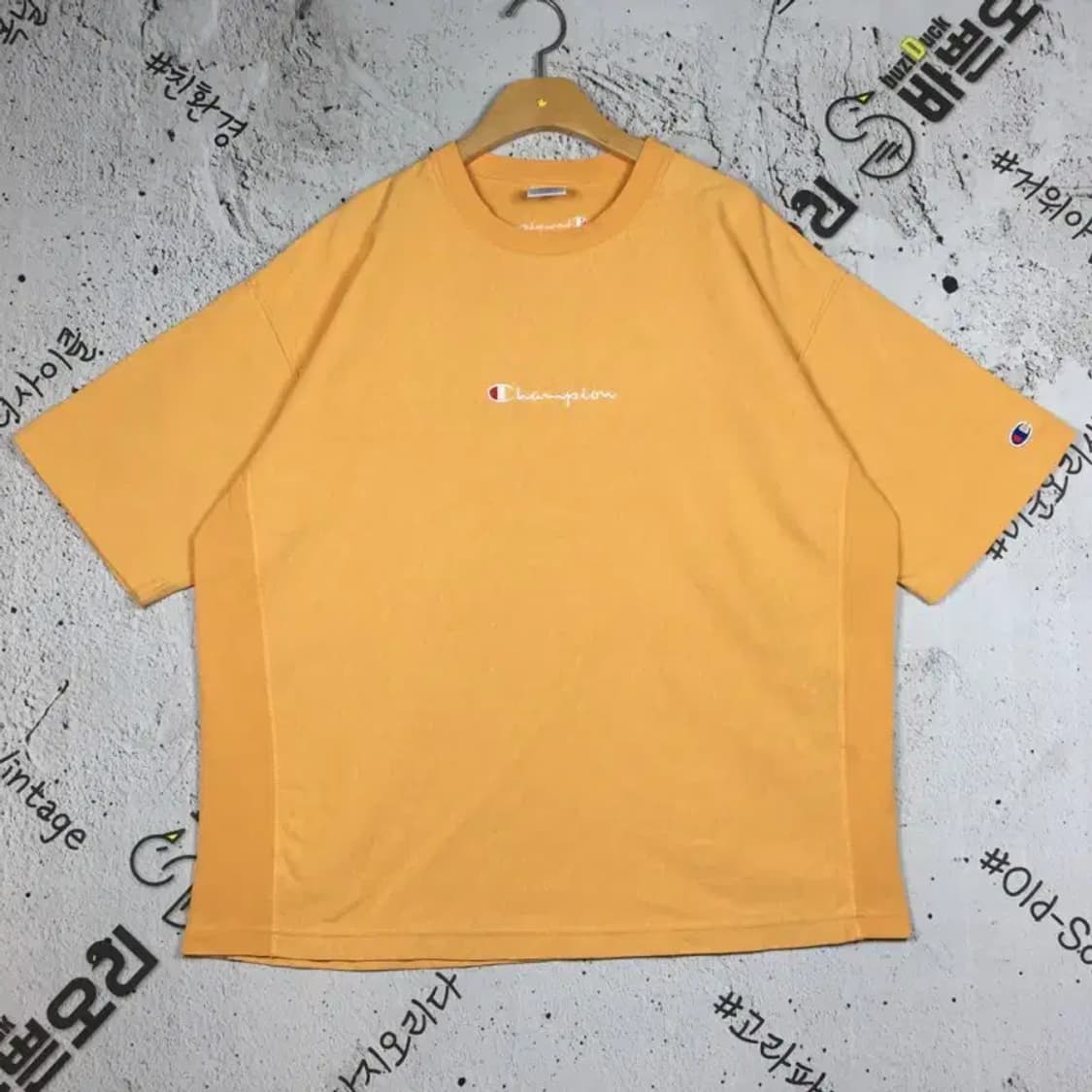 챔피온 빈티지 오버핏 스몰로고 반팔 티 오렌지 M 1000594 상품이미지1