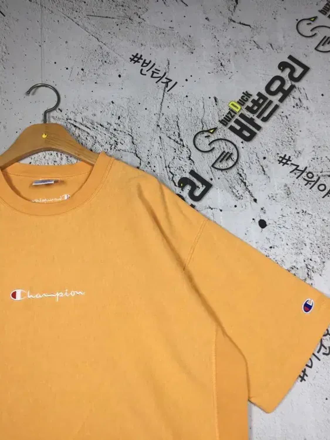 챔피온 빈티지 오버핏 스몰로고 반팔 티 오렌지 M 1000594 상품이미지4