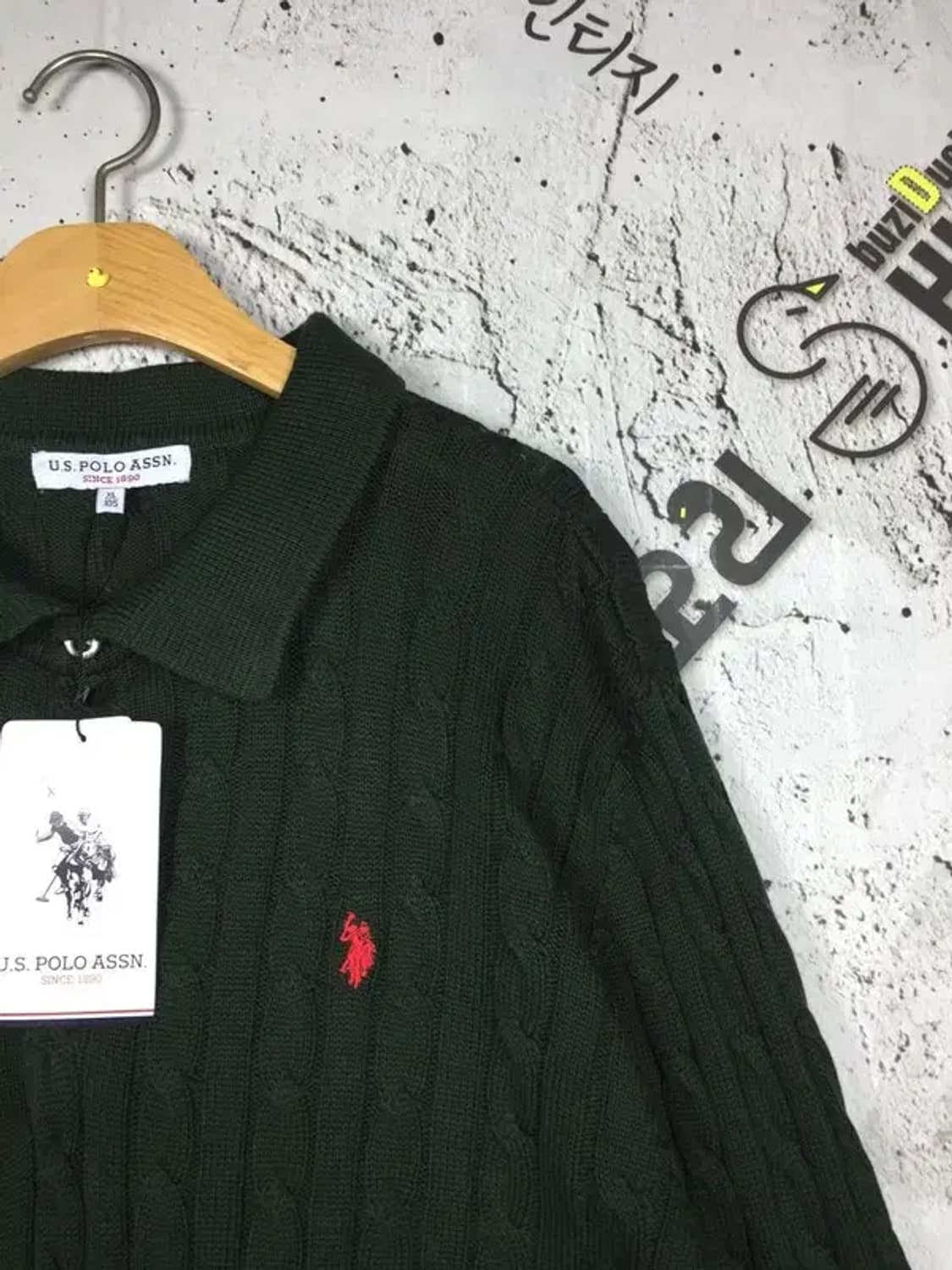 [새상품] US폴로 케이블 꽈배기 니트 그린 XL 2400124 상품이미지4