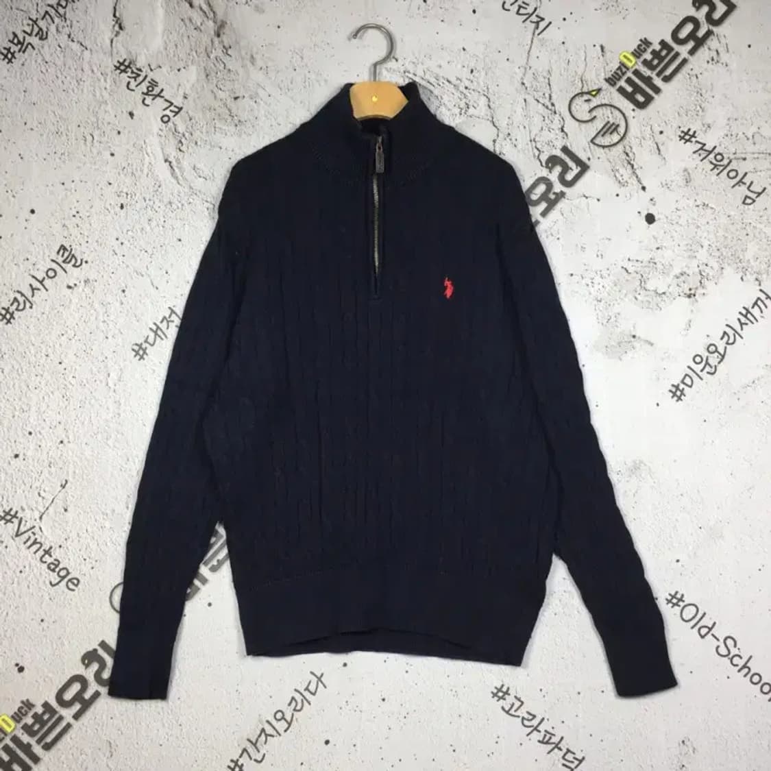 US폴로 하프집업 케이블 꽈배기 니트 네이비 XL 2400125 상품이미지1