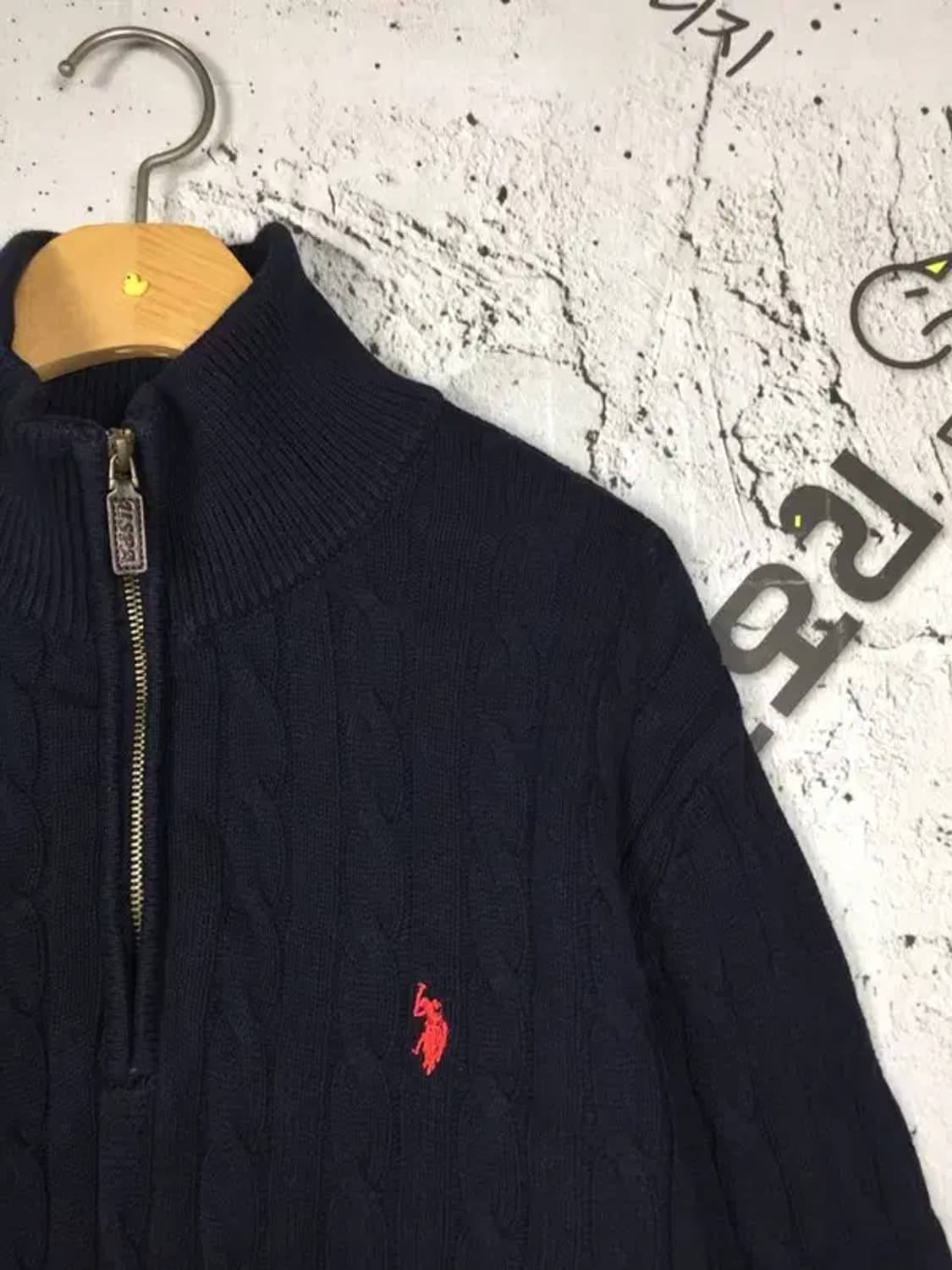 US폴로 하프집업 케이블 꽈배기 니트 네이비 XL 2400125 상품이미지4
