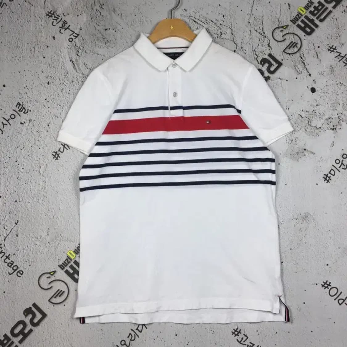 타미힐피거 반팔 카라티 스트라이프 화이트 M 1000664 상품이미지1