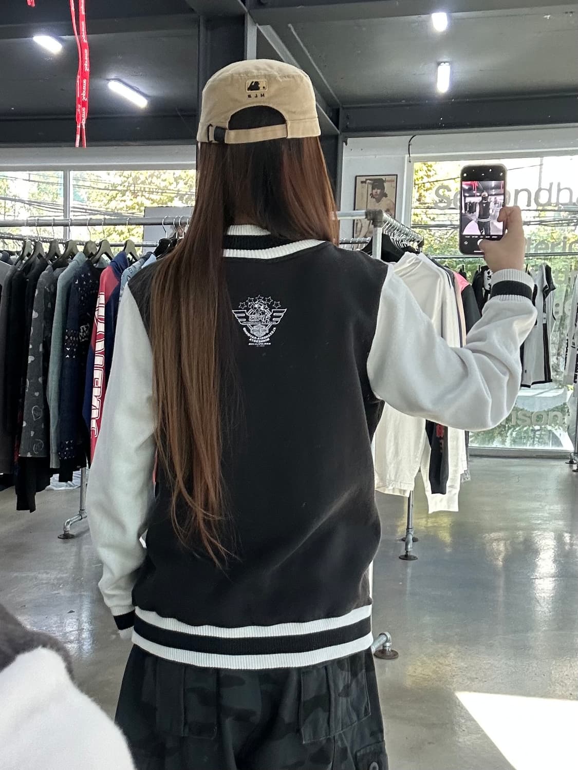 할리데이비슨 데미지로고 코튼 바시티 집업자켓 상품이미지2