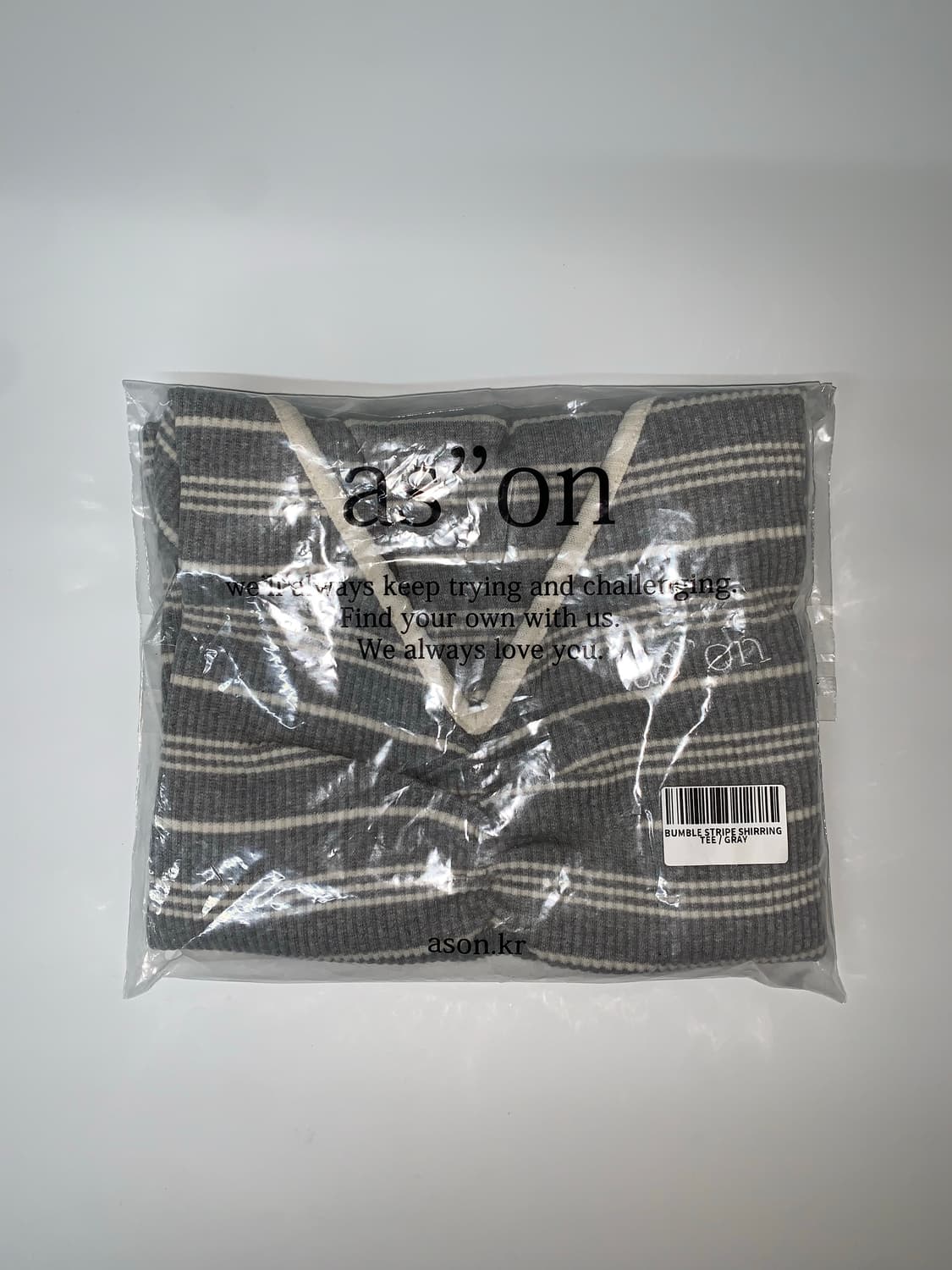 BUMBLE STRIPE SHIRRING TEE / GRAY 상품이미지8