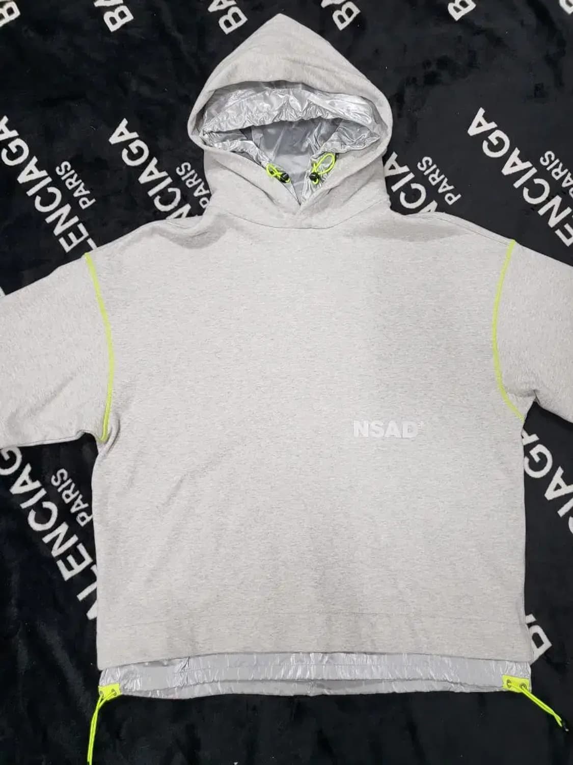 XL)NSAD 그레이 후드티 후드,하단 비닐 레이어드 상품이미지2