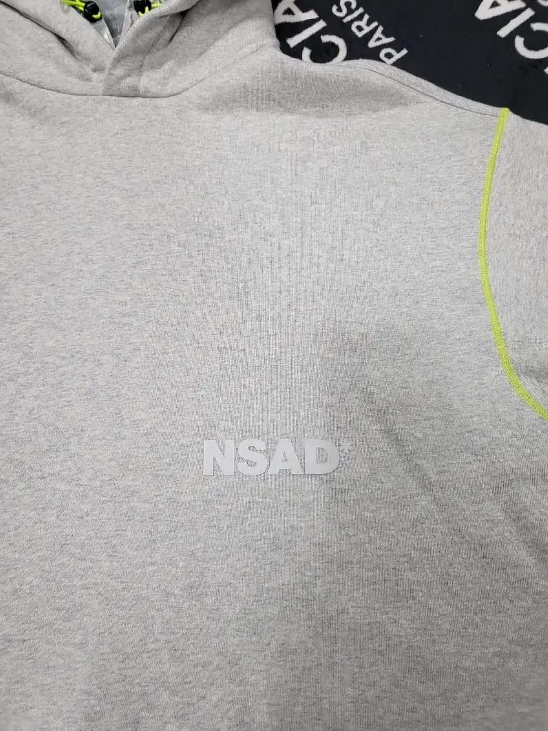 XL)NSAD 그레이 후드티 후드,하단 비닐 레이어드 상품이미지4