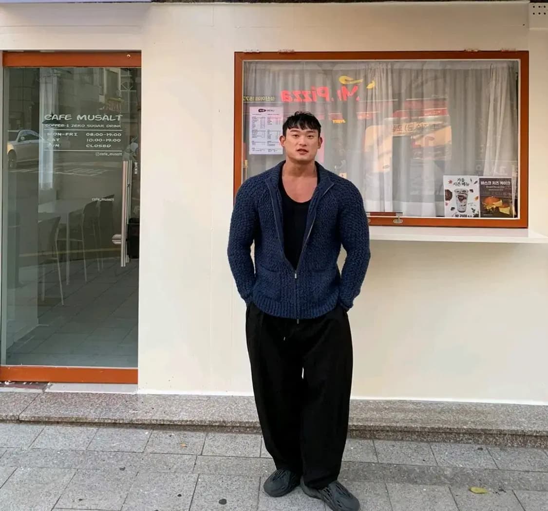 L~XL)알파카 스웨터 울 니트집업 모 하프넥 투포켓 자켓 머슬핏 슬림핏 상품이미지2