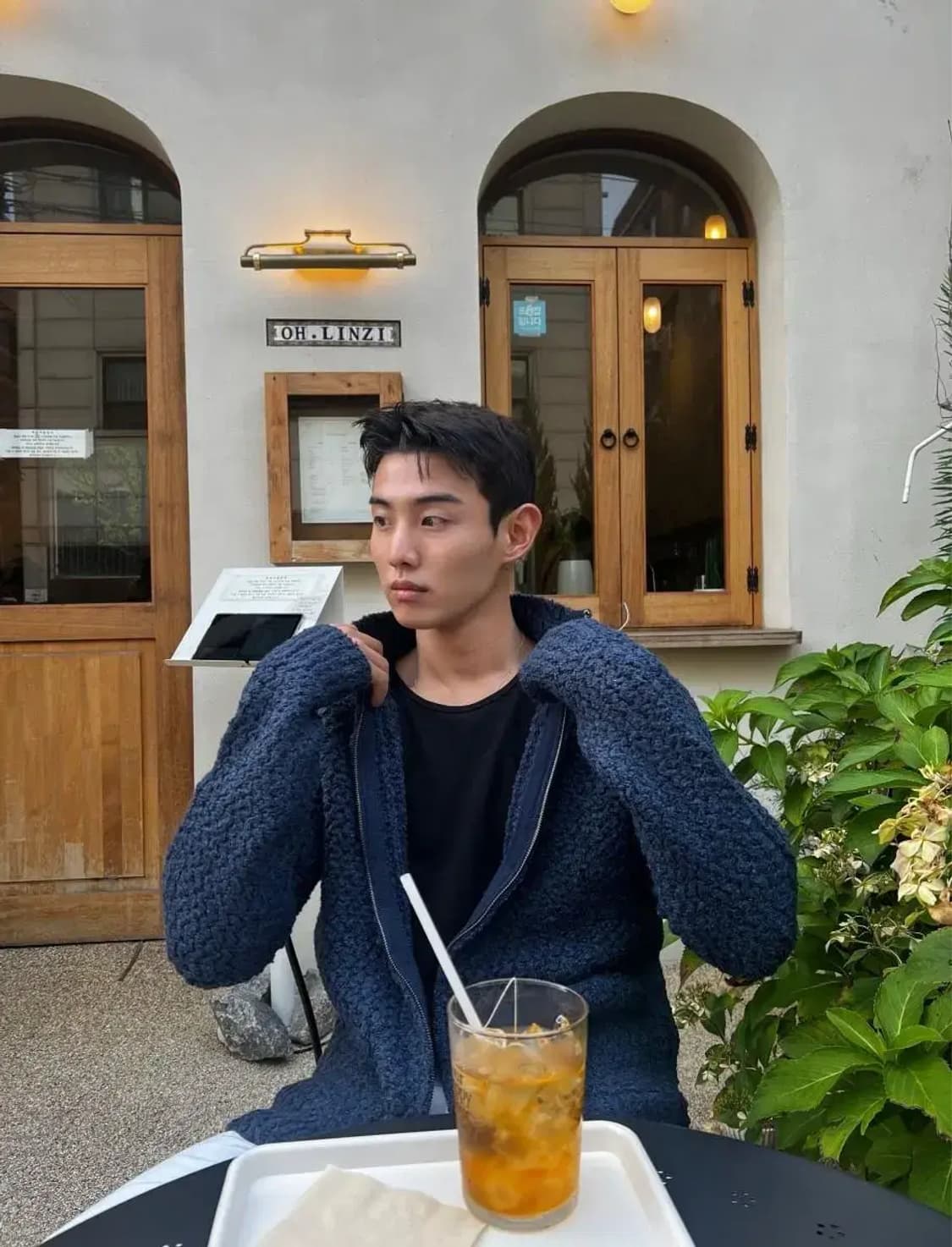 L~XL)알파카 스웨터 울 니트집업 모 하프넥 투포켓 자켓 머슬핏 슬림핏 상품이미지8