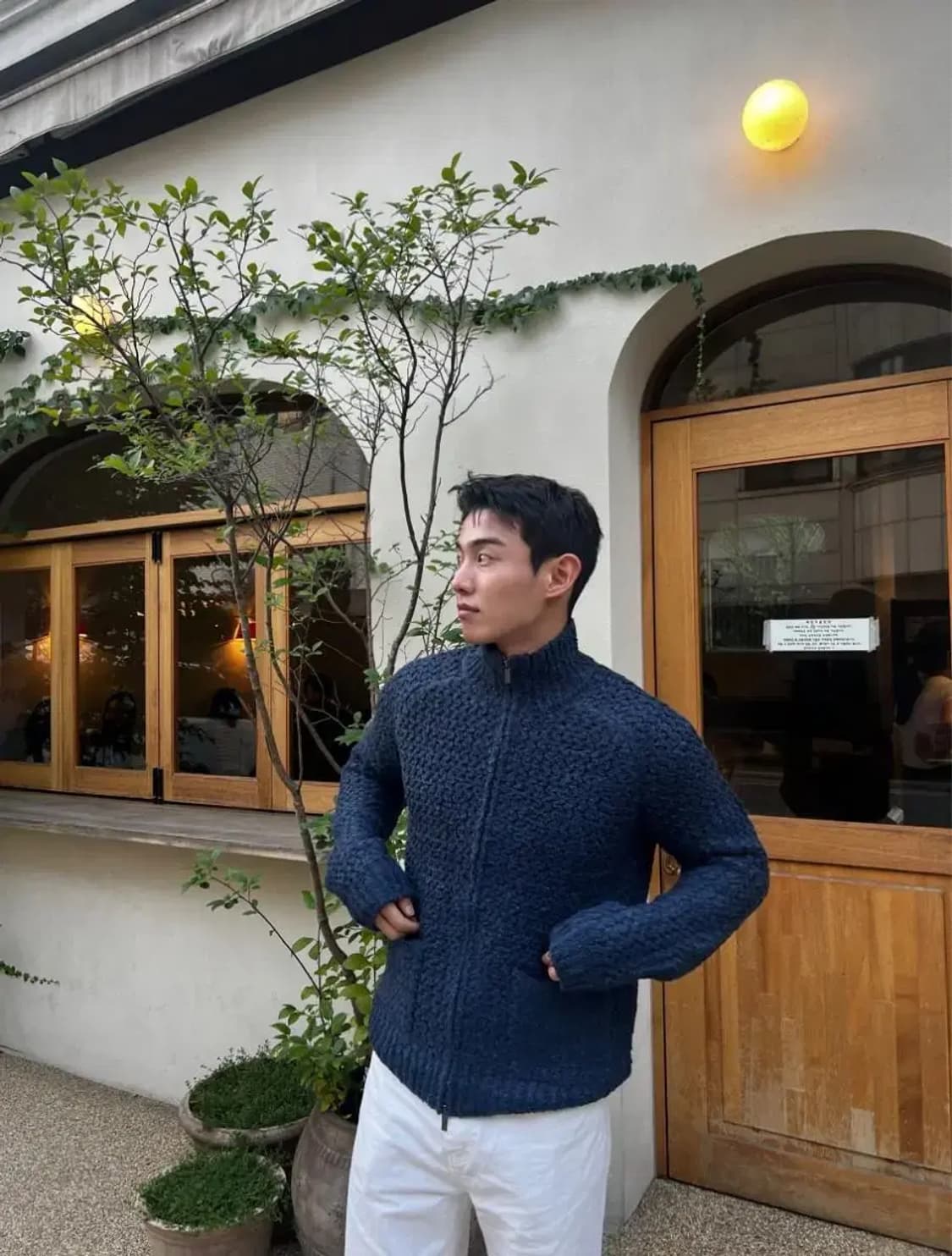 L~XL)알파카 스웨터 울 니트집업 모 하프넥 투포켓 자켓 머슬핏 슬림핏 상품이미지9