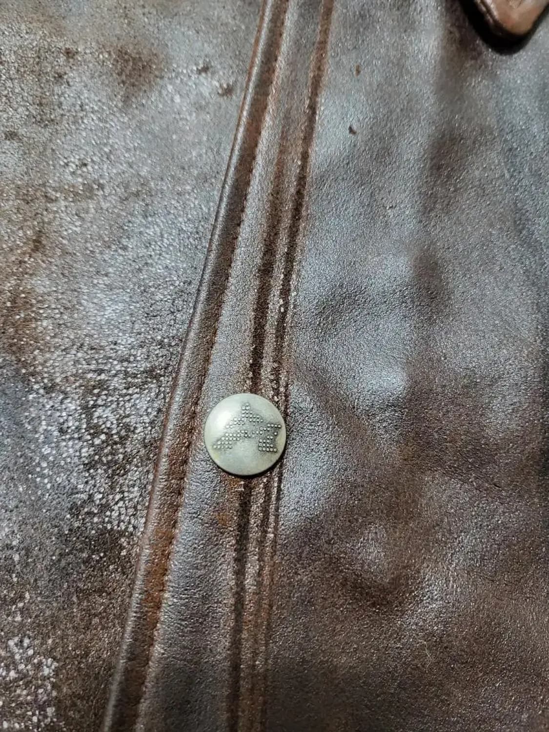 4XL)아비렉스 백프린팅 로고 브라운 가죽자켓 상품이미지7