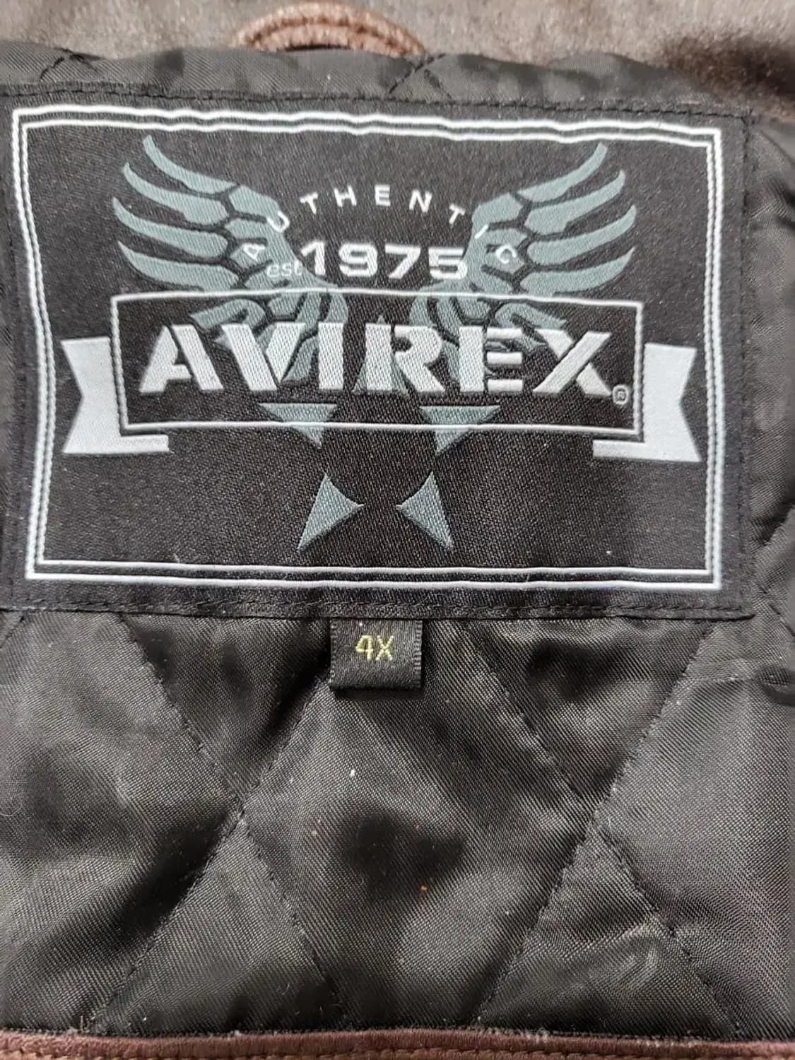 4XL)아비렉스 백프린팅 로고 브라운 가죽자켓 상품이미지9