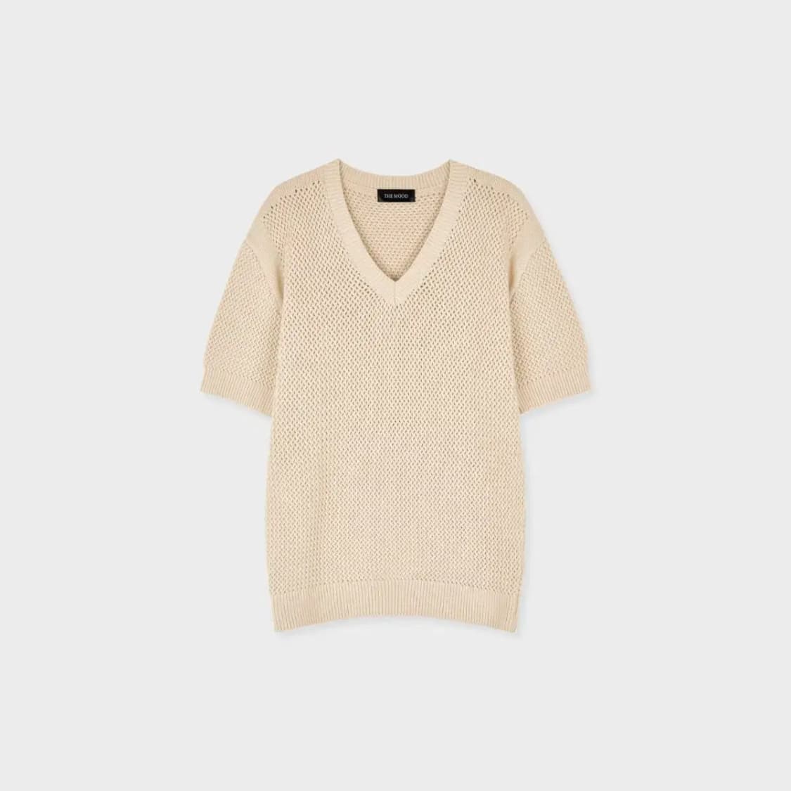 L,XL)머슬핏 브이넥 반팔 니트 골지 골덴 블랙/스카이/아이보리/그린 상품이미지6