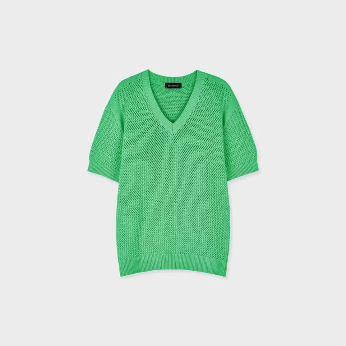 L,XL)머슬핏 브이넥 반팔 니트 골지 골덴 블랙/스카이/아이보리/그린 상품이미지9