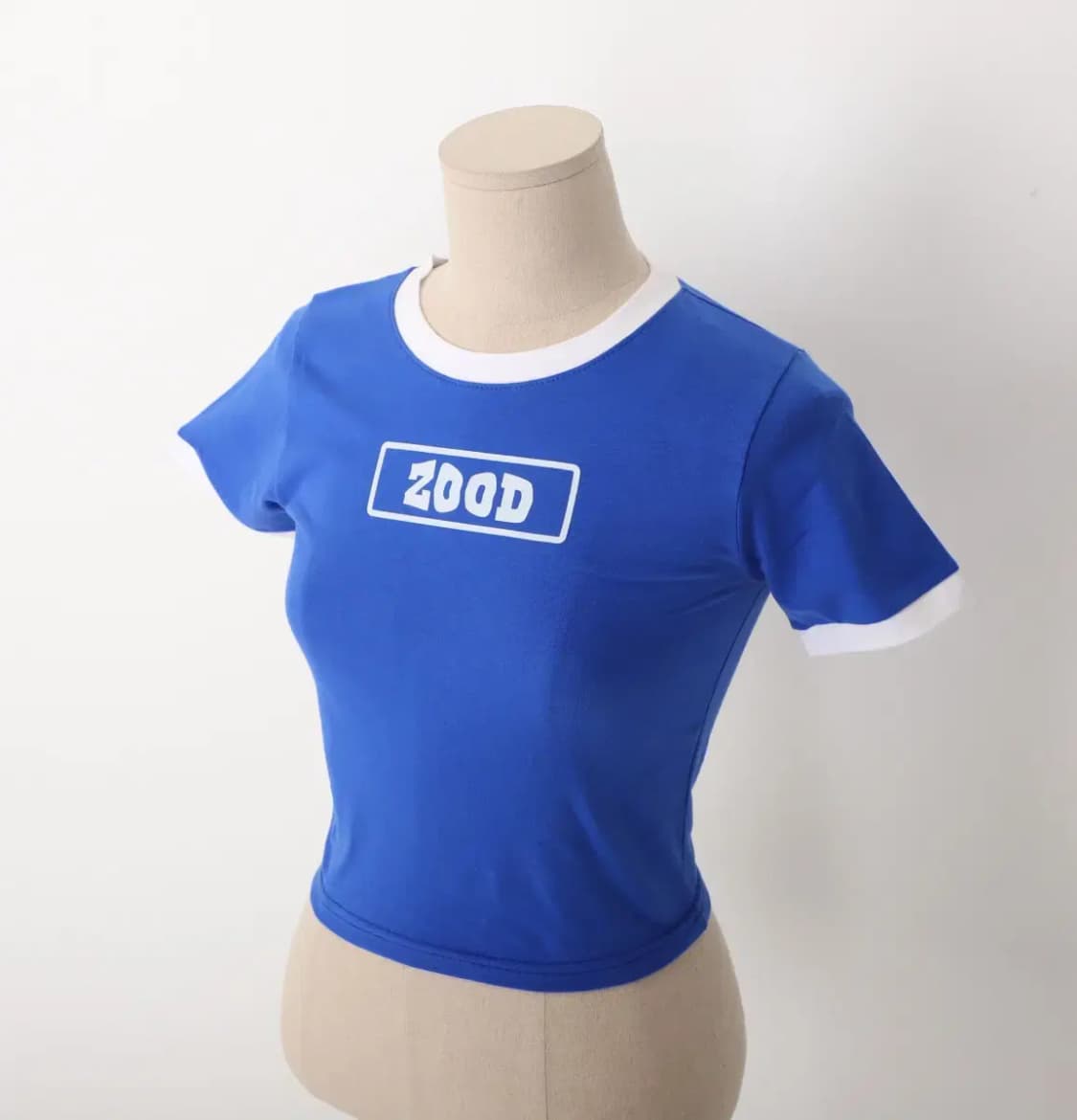 ZOOD 주드 여성 슬림핏 크롭티셔츠 반팔 짐웨어 레드/블루 vtg 상품이미지5