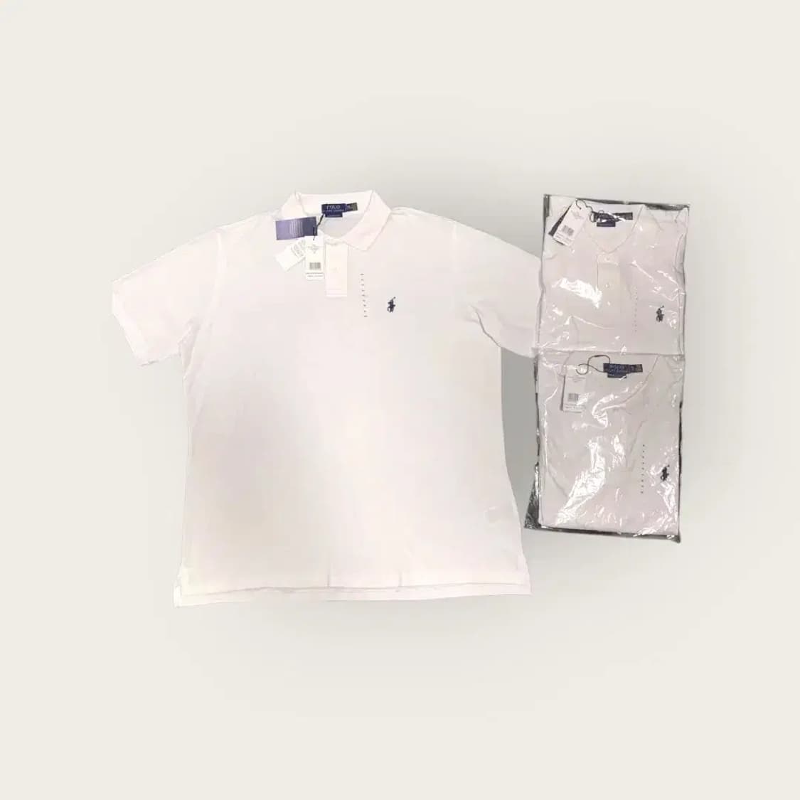 새것)L~2XL)폴로 랄프로렌 PK 슬림핏 흰색 카라넥 반팔티 화이트 상품이미지1