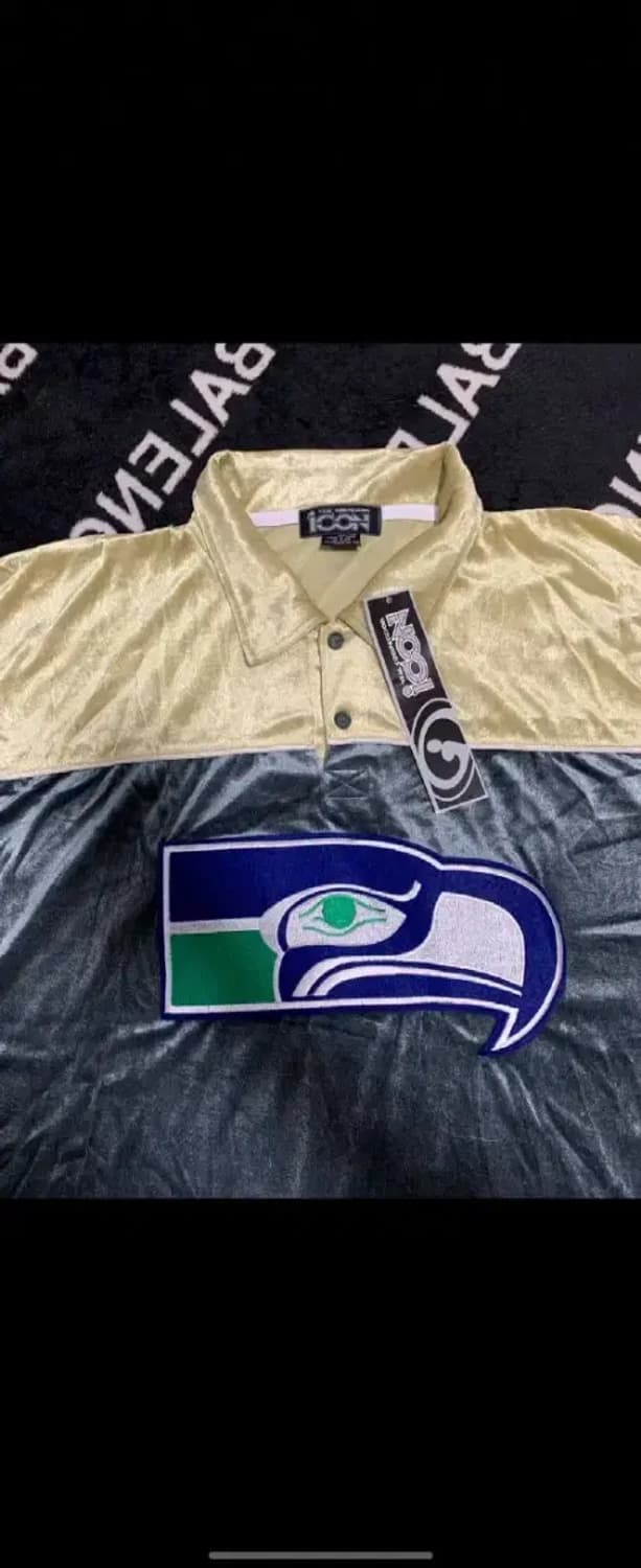 새것)XL)ICON 아이콘 벨벳 시애틀 시호크 카라넥 반팔 벨루아 벨뱃 상품이미지5