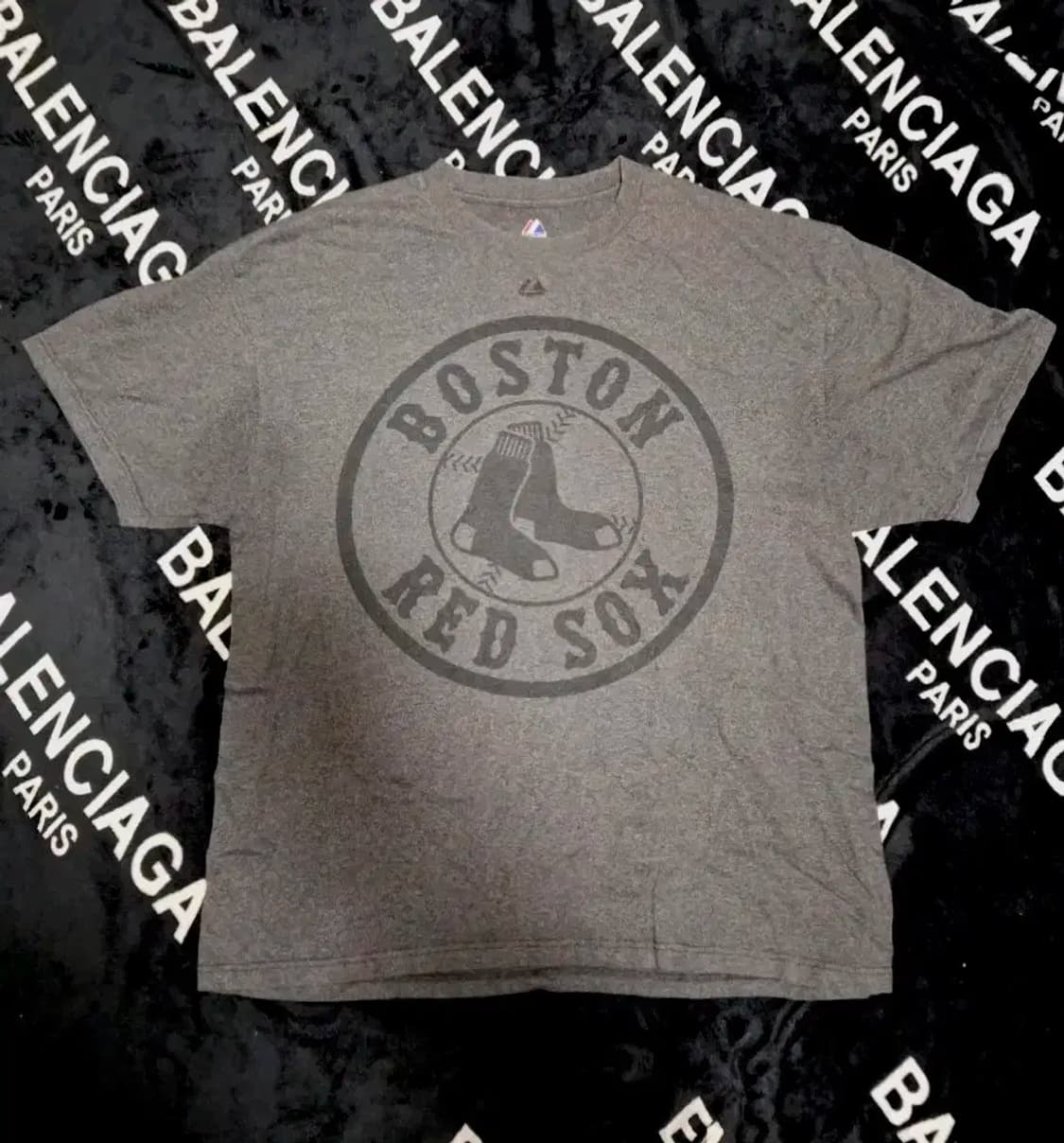 XL)마제스틱  보스턴 레드 삭스 빅로고 티셔츠 그레이 회색 쥐색 상품이미지1