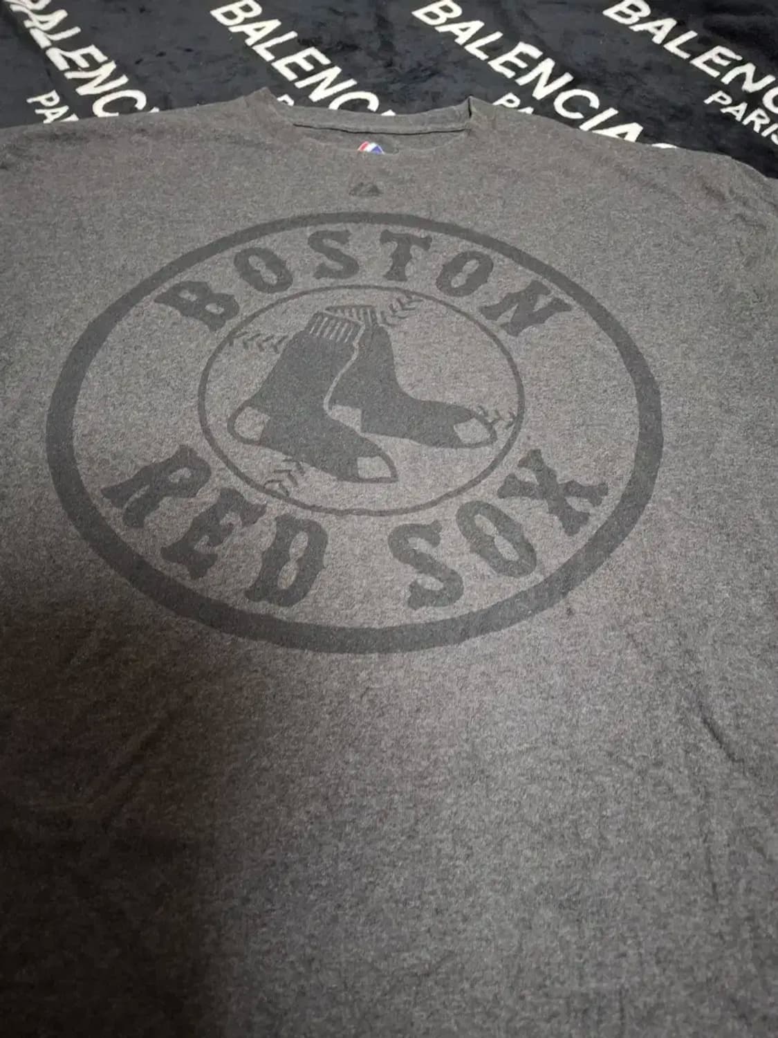 XL)마제스틱  보스턴 레드 삭스 빅로고 티셔츠 그레이 회색 쥐색 상품이미지3