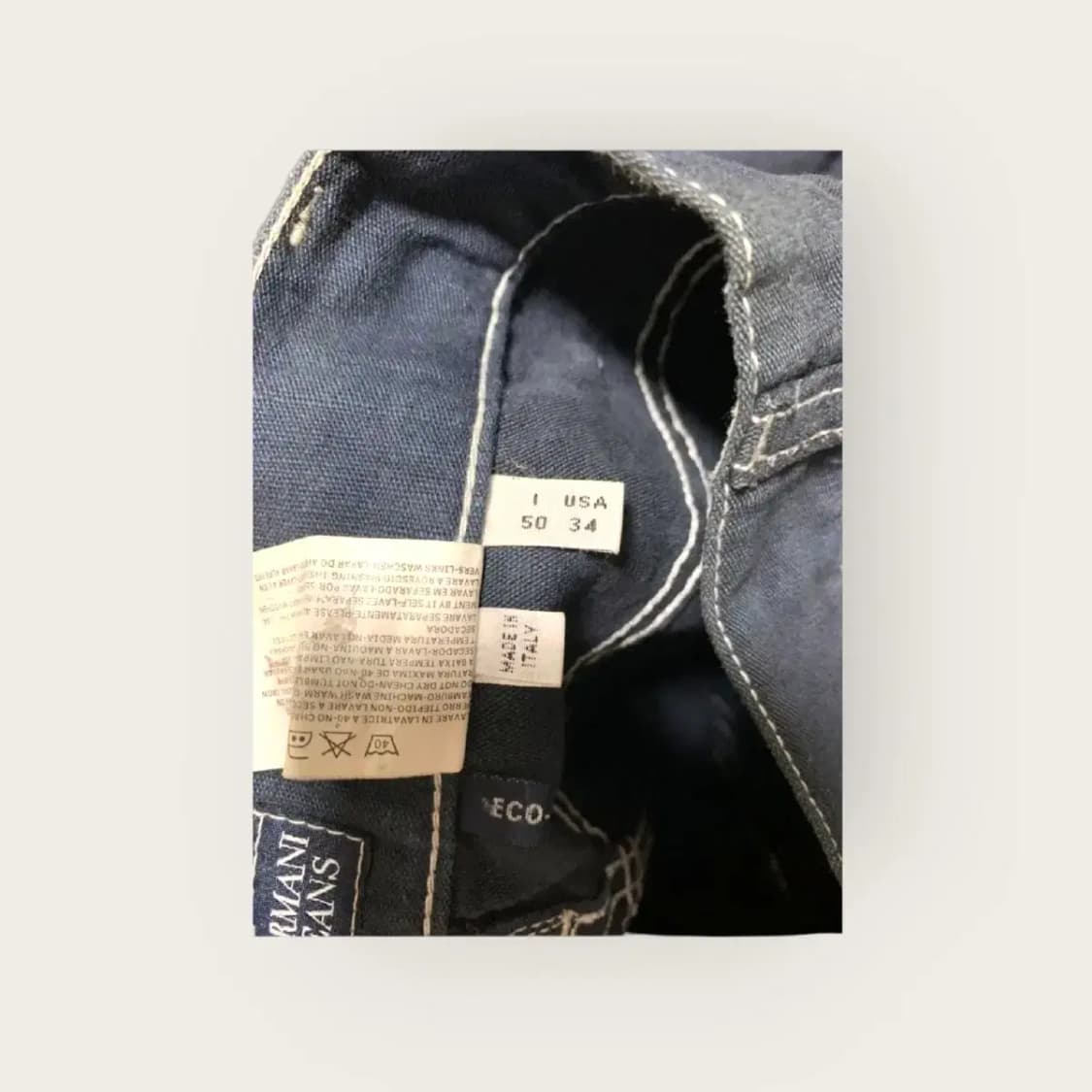 34)알마니 진스 ARMANI 데님 팬츠 큐빅 대마초 문양 오버핏 팬츠 상품이미지4