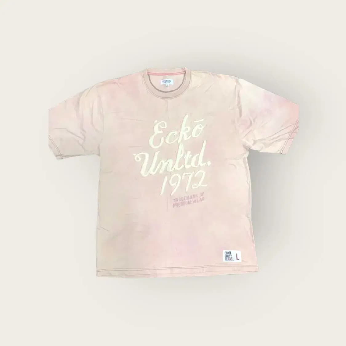 L)ECKO UNLTD 에코 언리미티드 빈티지 연핑크 오버핏 루즈핏 반팔 상품이미지1