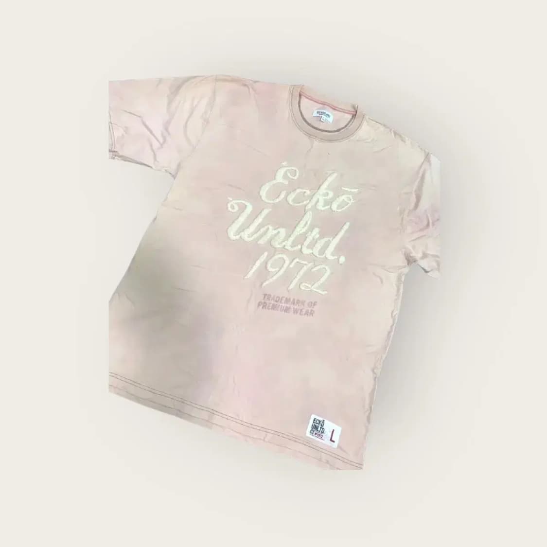 L)ECKO UNLTD 에코 언리미티드 빈티지 연핑크 오버핏 루즈핏 반팔 상품이미지2
