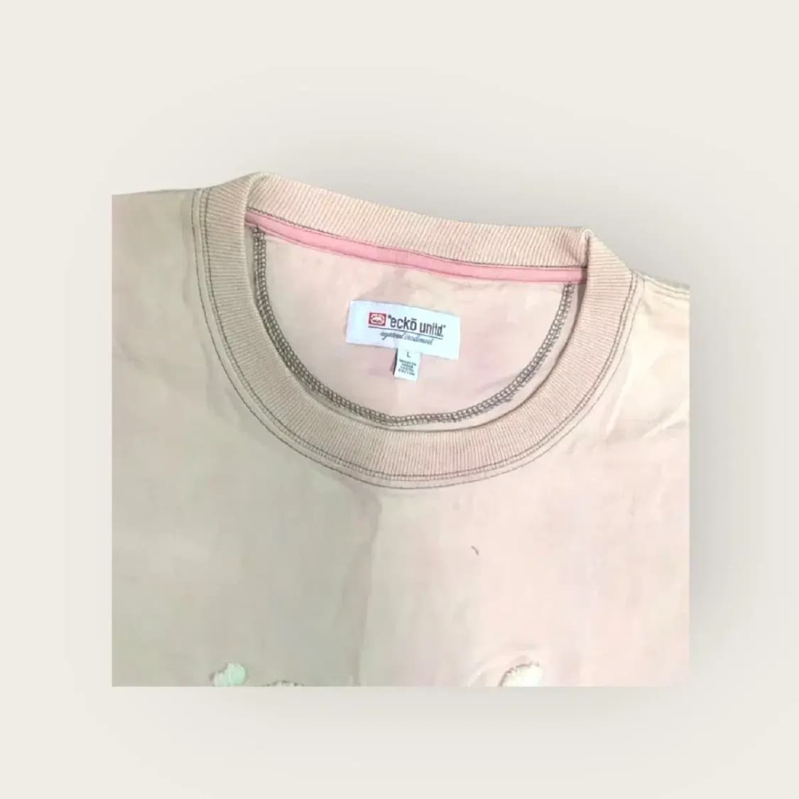 L)ECKO UNLTD 에코 언리미티드 빈티지 연핑크 오버핏 루즈핏 반팔 상품이미지5