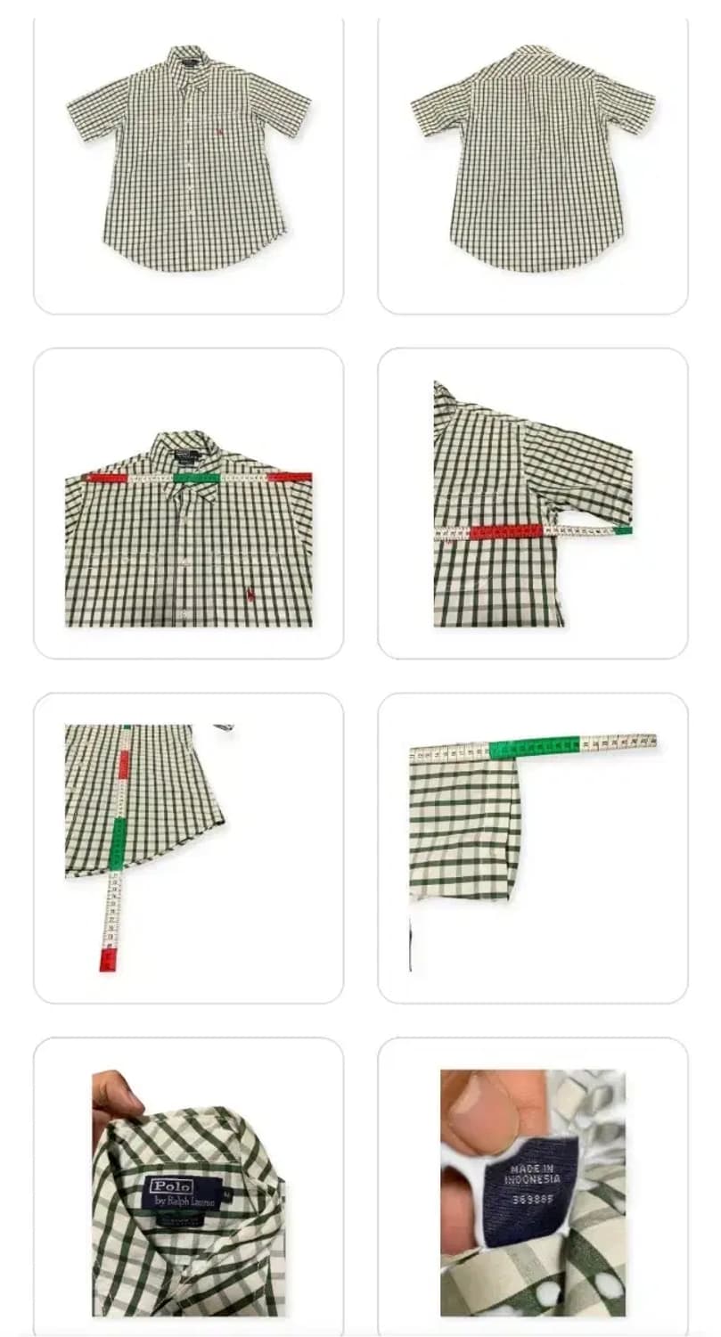 M)폴로 랄프로렌 반팔 그린 체크셔츠 바둑판 Polo셔츠 빈티지셔츠 상품이미지10