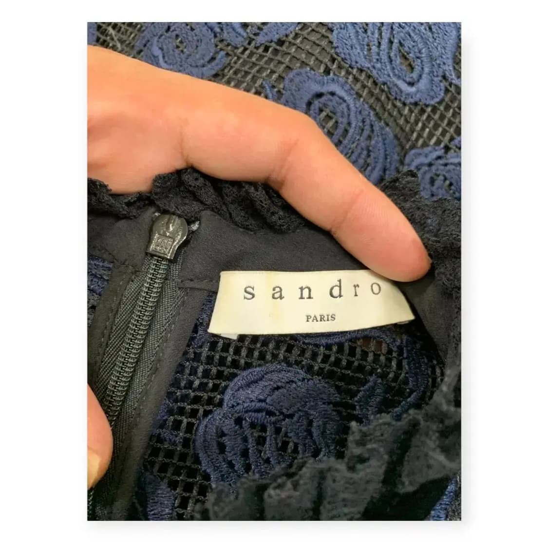 Sandro 산드로 샌드로 블루 플라워 패턴 시스루 레이스 원피스 상품이미지3