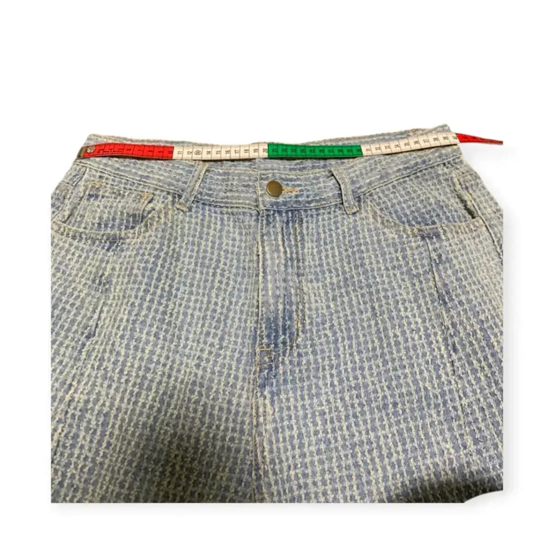 L)Saii 사이 하늘색 체크 무늬 데님 팬츠 청바지 연청팬츠 패턴팬츠 상품이미지3