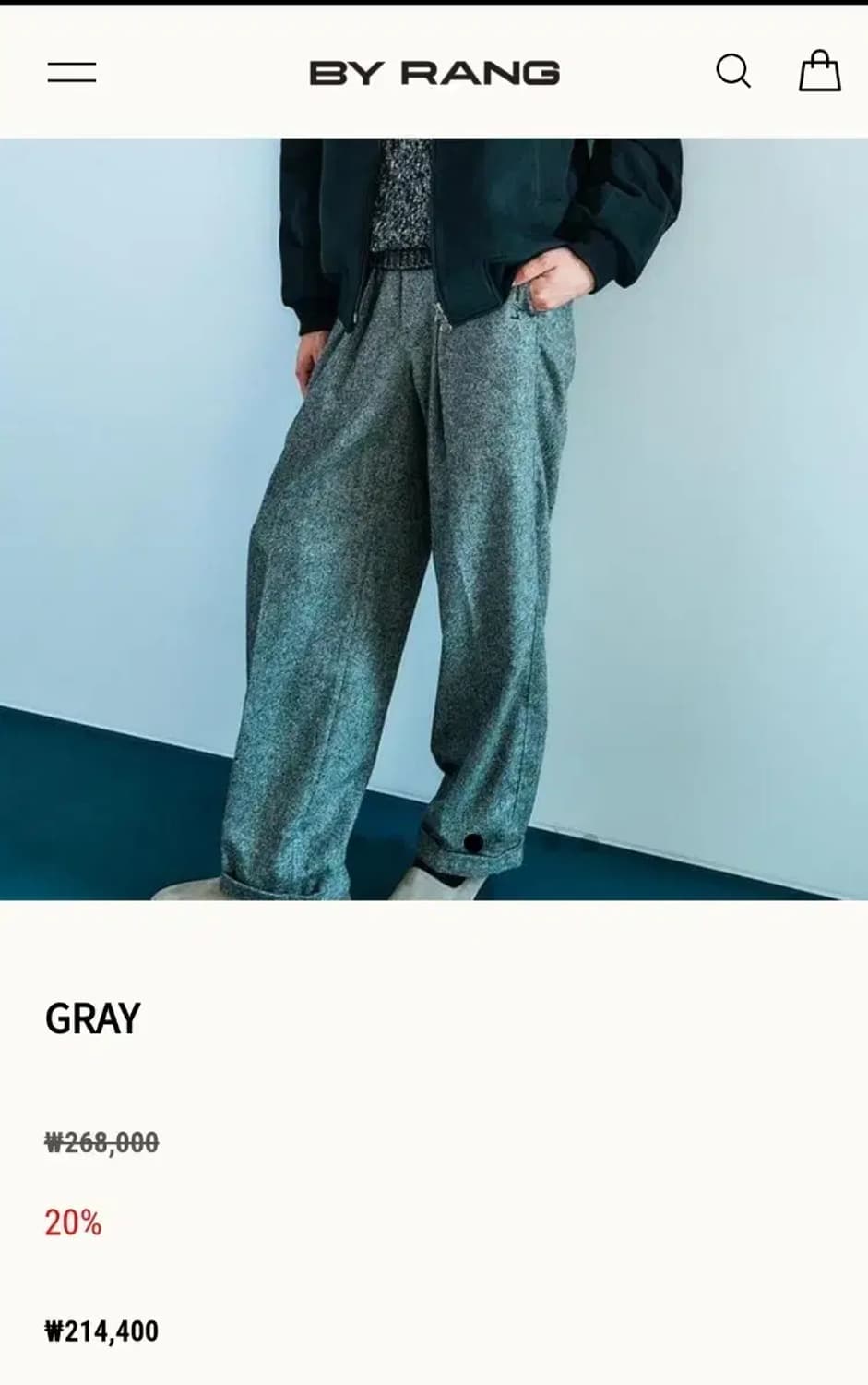 2)BY RANG 바이랑  울 블렌드 릴렉스 스트링 팬츠 슬렉스 상품이미지1