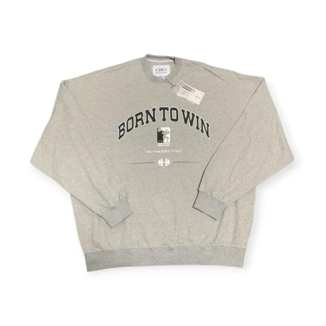 3Size.새것)본투윈 BORN TO WIN 기모 맨투맨 티셔츠 회색 상품이미지1