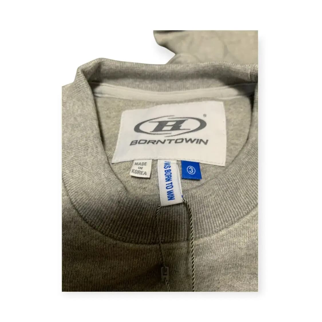 3Size.새것)본투윈 BORN TO WIN 기모 맨투맨 티셔츠 회색 상품이미지3