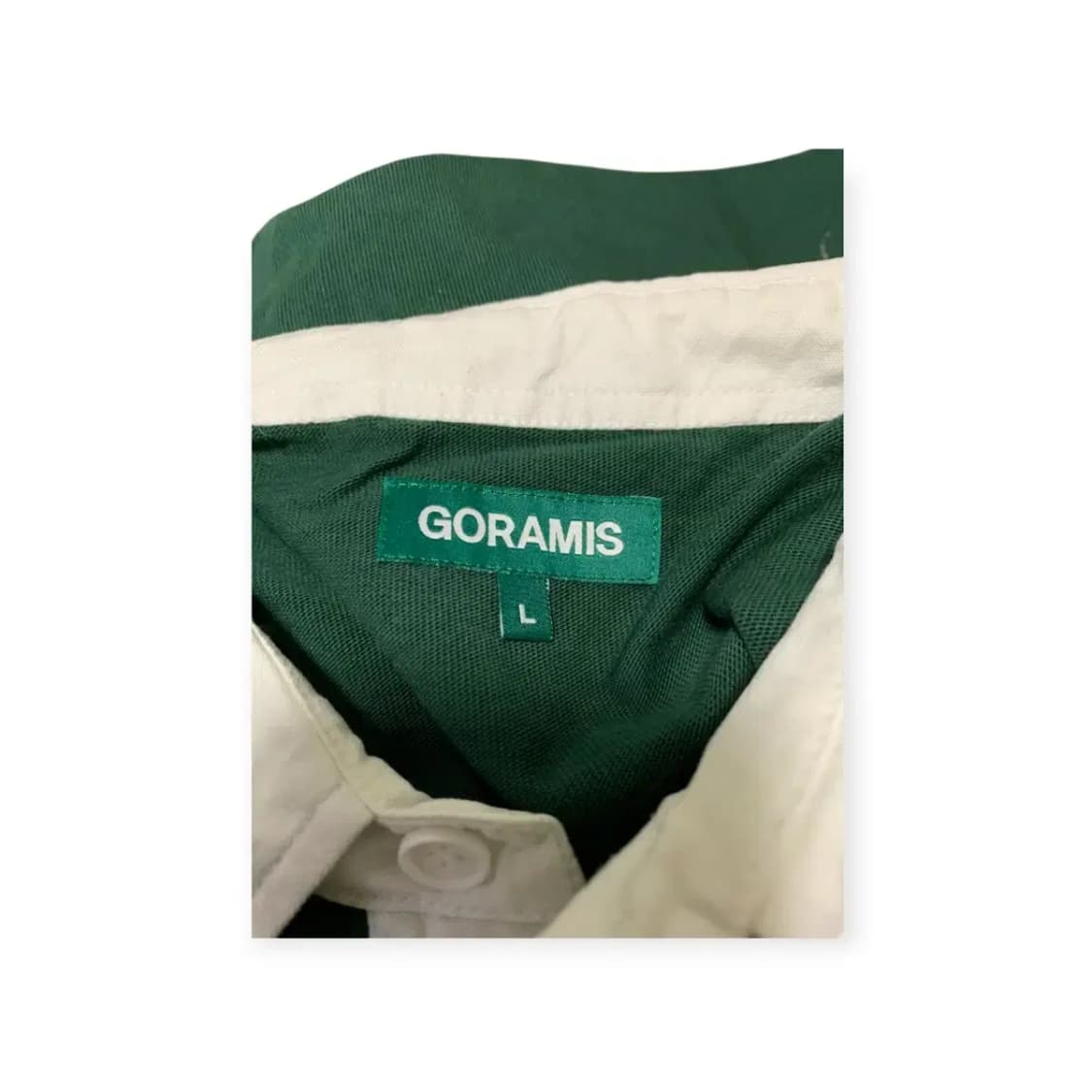L)고라미스 GORAMIS 페이스 와펜 카라넥 롱슬리브 그린 화이트 럭비 상품이미지3
