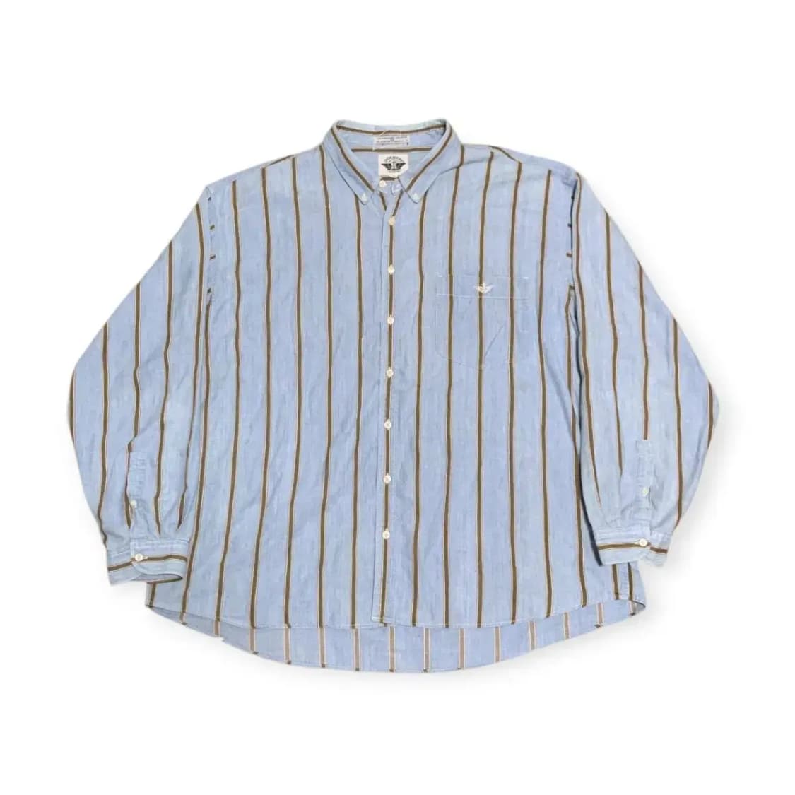 2XL)도커스 DOCKERS 하늘색 스카이블루  스트라이프 긴팔 셔츠 상품이미지1