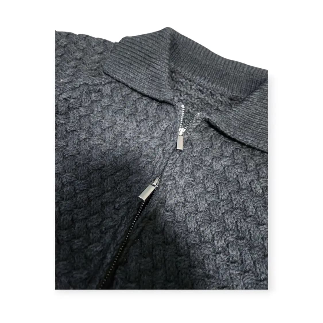 XL)블랙 니트 패턴 집업 가디건 스웨터 상품이미지6