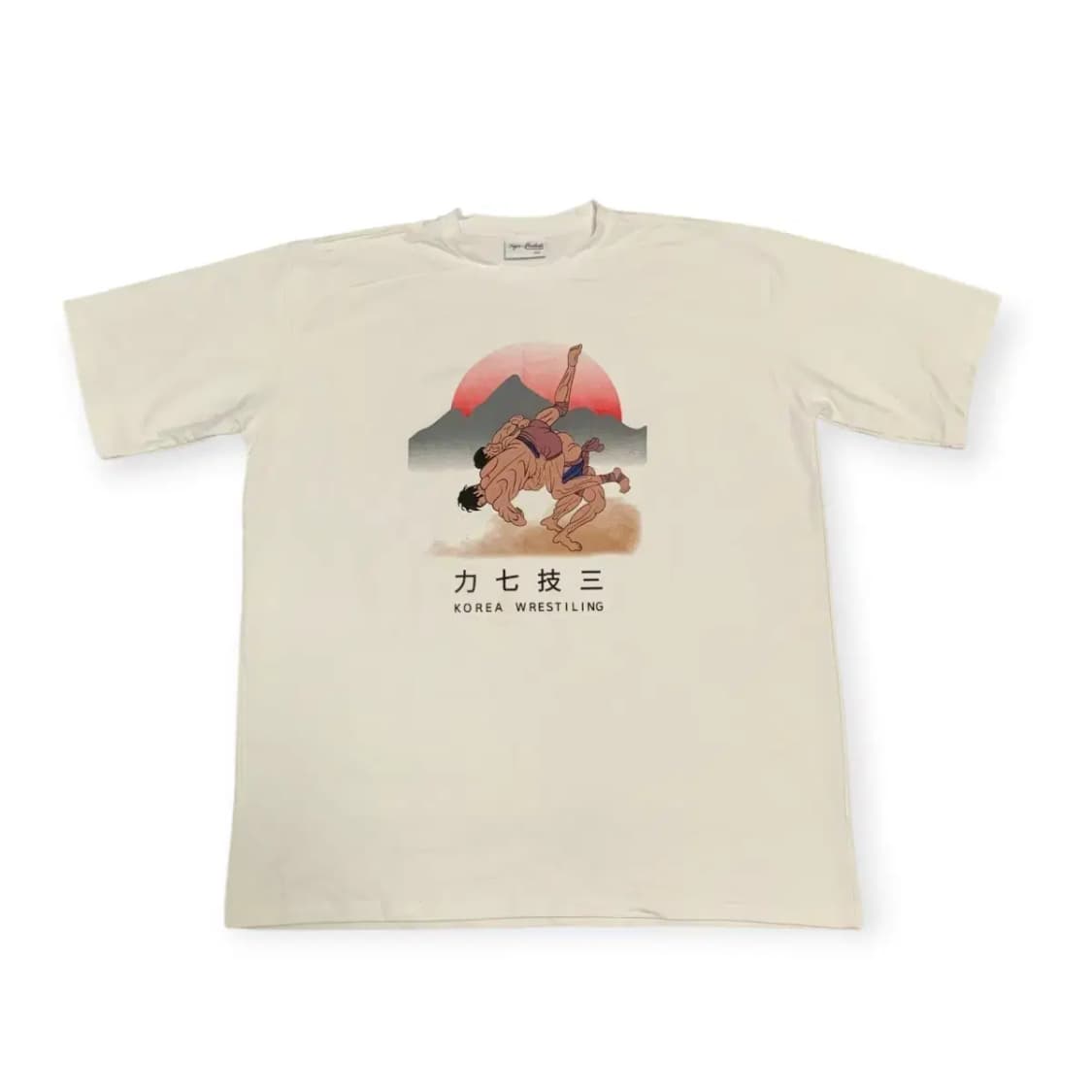 3XL)티그레 모디스트 오버핏 레슬링 프린팅 반팔 티셔츠 아이보리 상품이미지1