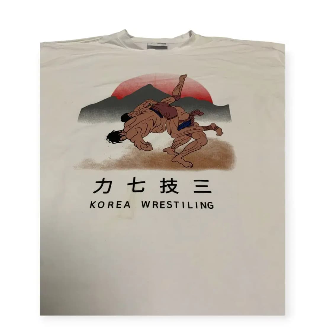 3XL)티그레 모디스트 오버핏 레슬링 프린팅 반팔 티셔츠 아이보리 상품이미지8