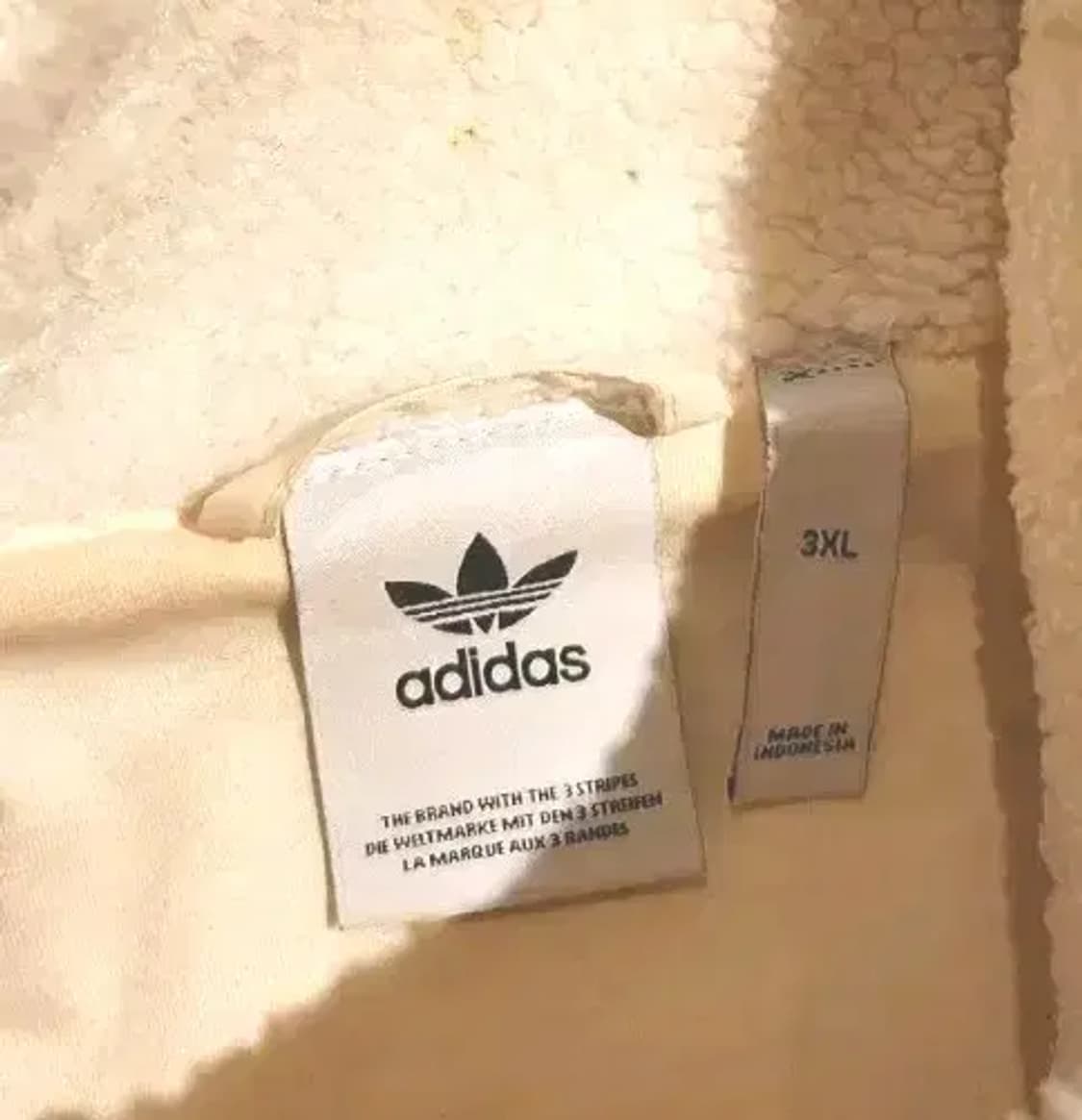 3XL)아디다스 빅트레포일 빅로고 파이어버드 아이보리색 플리스 자켓 상품이미지5