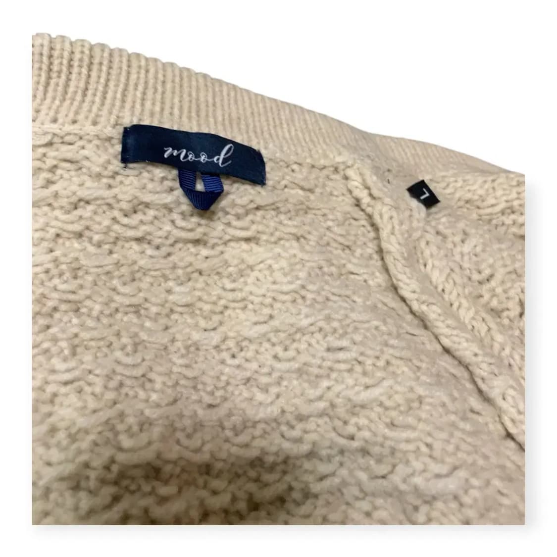 L)아이보리 카라넥 니트 집업 가디건 패턴 가디건 상품이미지3