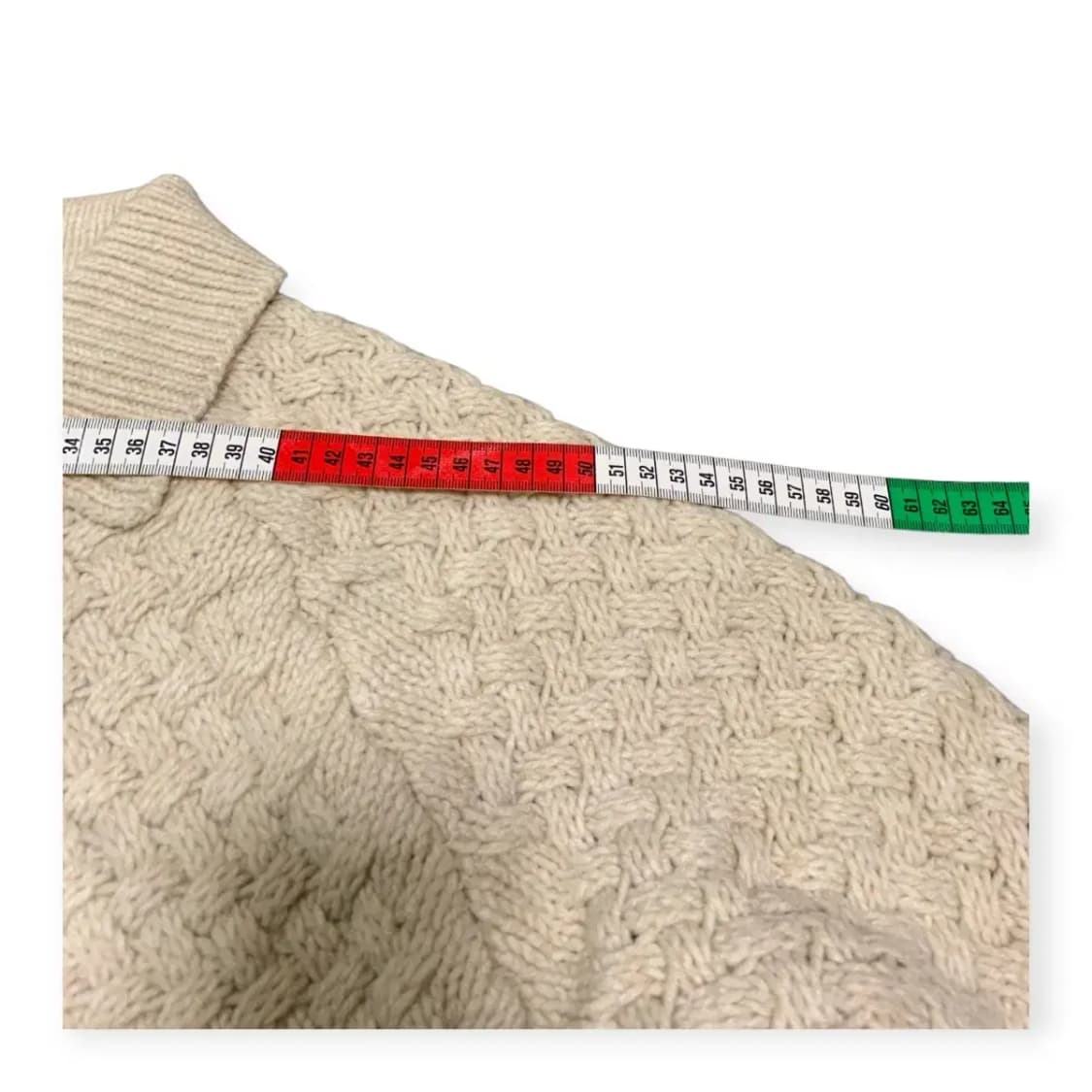 L)아이보리 카라넥 니트 집업 가디건 패턴 가디건 상품이미지4