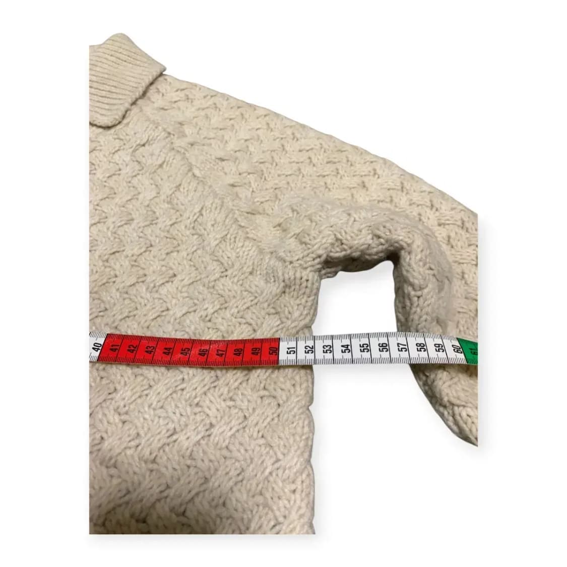 L)아이보리 카라넥 니트 집업 가디건 패턴 가디건 상품이미지5