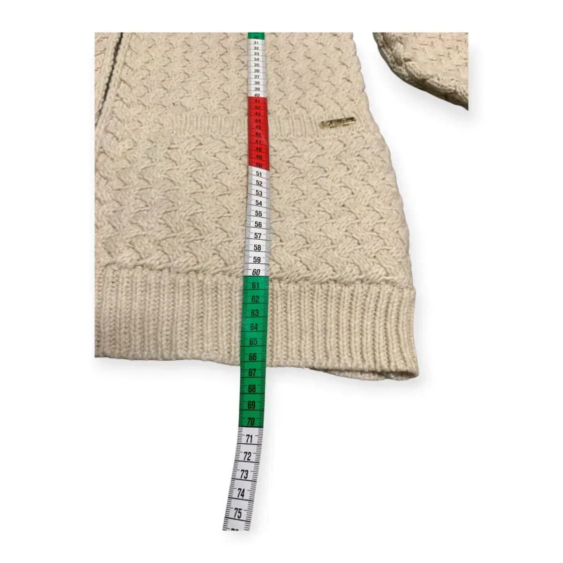 L)아이보리 카라넥 니트 집업 가디건 패턴 가디건 상품이미지6