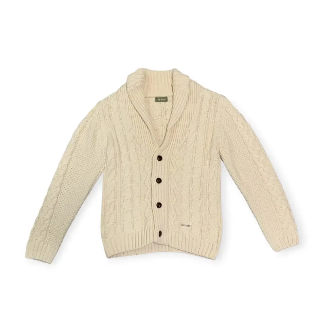 L)더무드 아이보리 꽈배기 니트 숄카라 가디건 상품이미지1