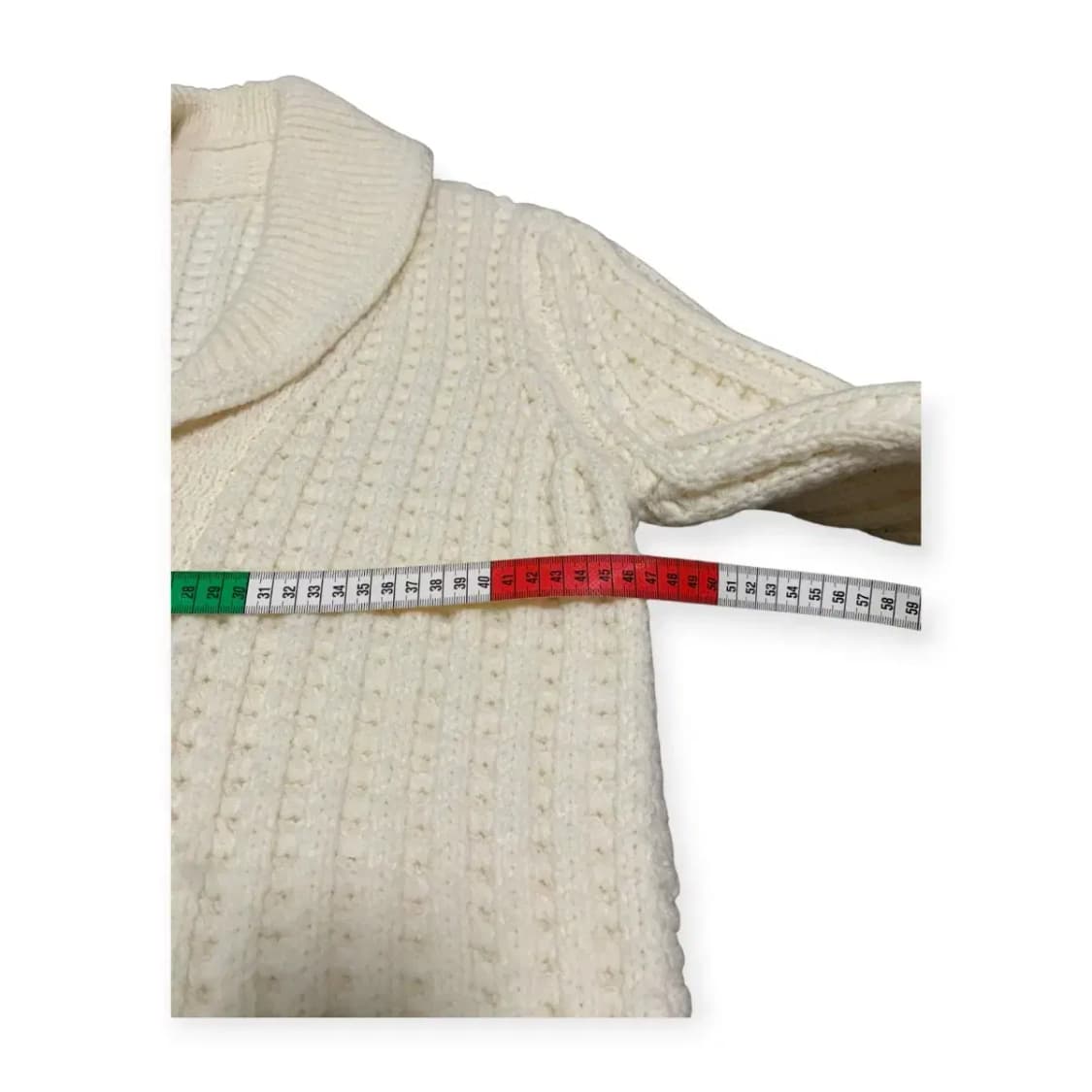 M)아이보리색 숄칼라 니트 가디건 숄카라 두꺼운 상품이미지5