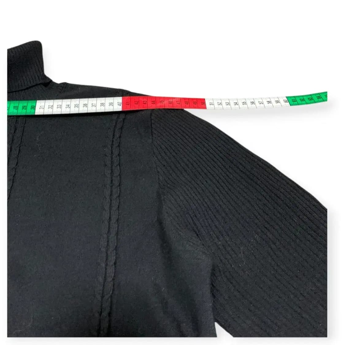 XL)블랙 골지 터틀넥 패턴 니트 긴팔 티셔츠 상품이미지5