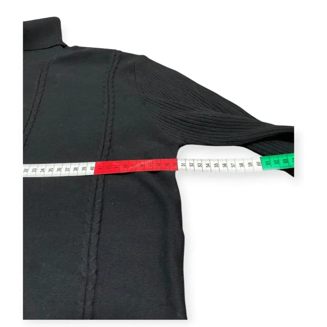 XL)블랙 골지 터틀넥 패턴 니트 긴팔 티셔츠 상품이미지6