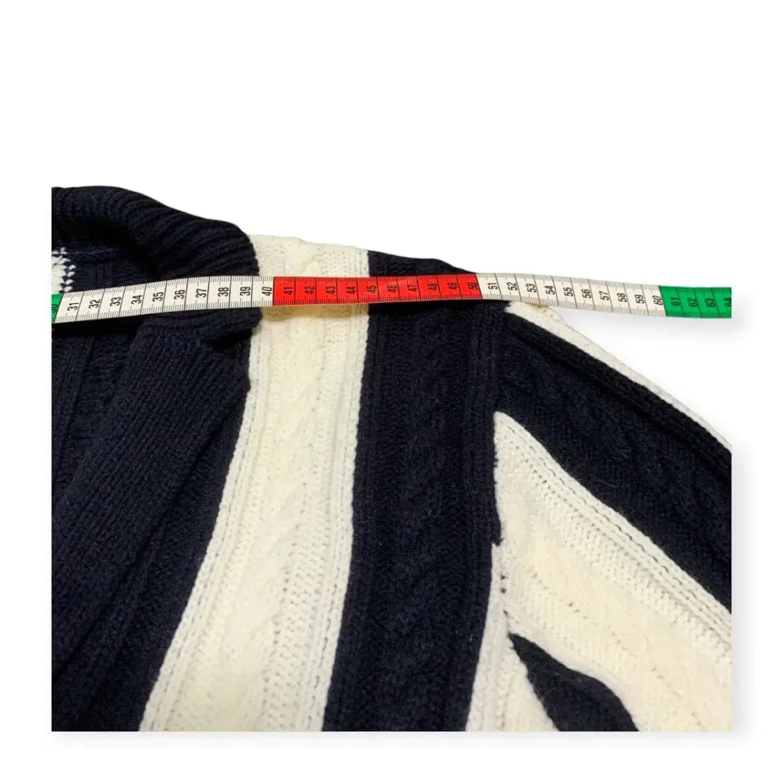 L)스트라이프 니트 가디건 블랙/화이트 단가라 스웨터 상품이미지4